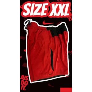 Nike Red Black Athletic Shorts XXL Mesh Lined Drawstring Waist